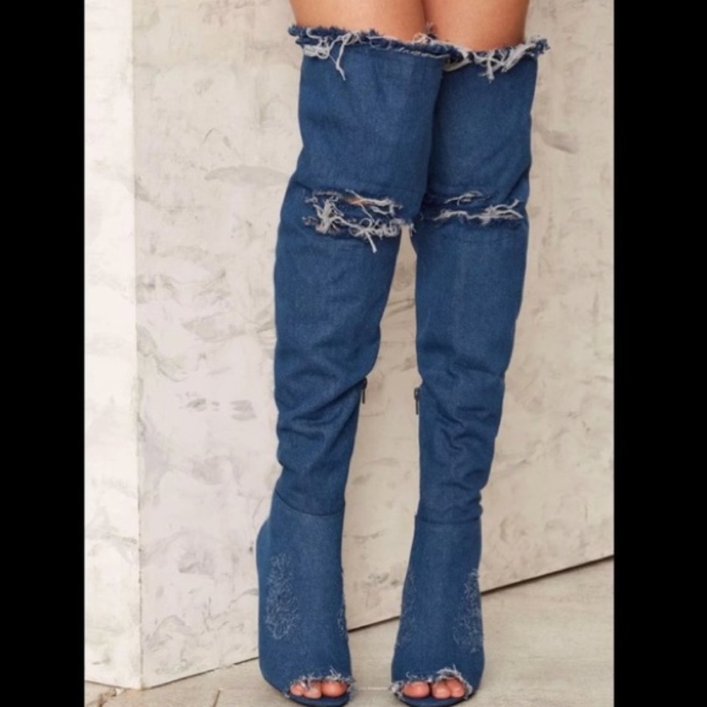 Jeffrey Campbell Renown Denim Over the Knee Boots